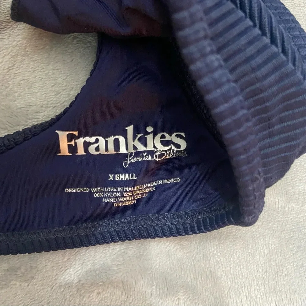 Frankie's Bikinis Cole Ribbed Bikini Top Navy 21381